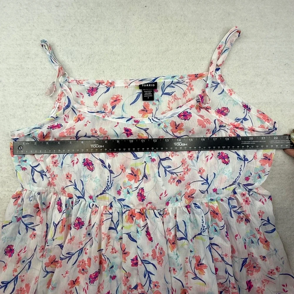 Torrid Womens Plus 3 Floral Babydoll Cami Tank Top Chiffon Boho cottagecore - Picture 3 of 7
